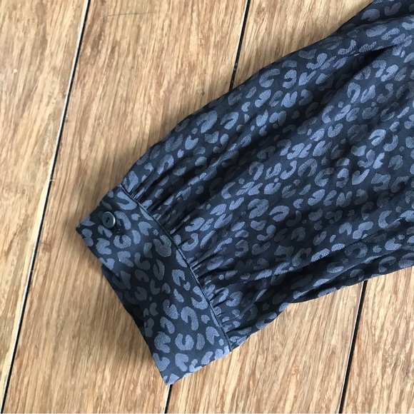 All Saints Animal Print Long Sleeve Mini Dress Asymmetrical Handkerchief Medium - Picture 5 of 7